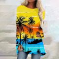 Women's T-shirt Coconut Tree T shirt Women Fashion T-shirt Beach Tshirt Hawaii T Shirt Long Sleeve Tshirt Ladies Tops Tees Tunic.