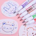 6Pcs/Set Creative Double Lines Colored Marker Pen Cute DIY Hand Ledger Dual Color Art Painting Graffiti Linear Drawing Pens Student Stationery School Office Supplies.
