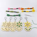 5Pcs Wooden Sunflower with Colour Embroidery Threads DIY Craft Kit Home Decor Cross-stitch Keyring. 