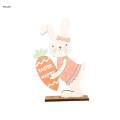 Cute Easter Standing Bunny Wooden Table Decoration Lightweight Accessory Holding Carrot.