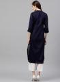 Navy Blue Linen Kurti for Women - (Tailor Made).