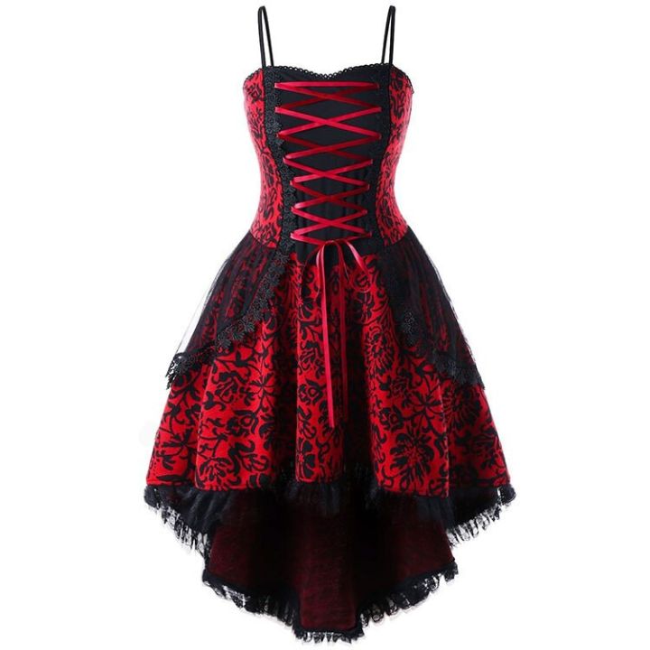 Rosetic%20New%20Fashion%20Women%20Goth%20Dress%20Non-sleeve%20Printing%20Patchwork%20Lace%20Up%20Slim%20Gothic%20Style%20Ladies%20Suspender%20Dress%20For%20Autumn%20-%20Image%203