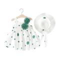 2022 Summer Newborn Baby Clothes Baby Girl Clothes Cute Print Sleeveless Cotton Beach Dress + Sun Hat Princess Dresses. 