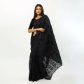 Black half silk matching jamdani saree for women - Sari. 