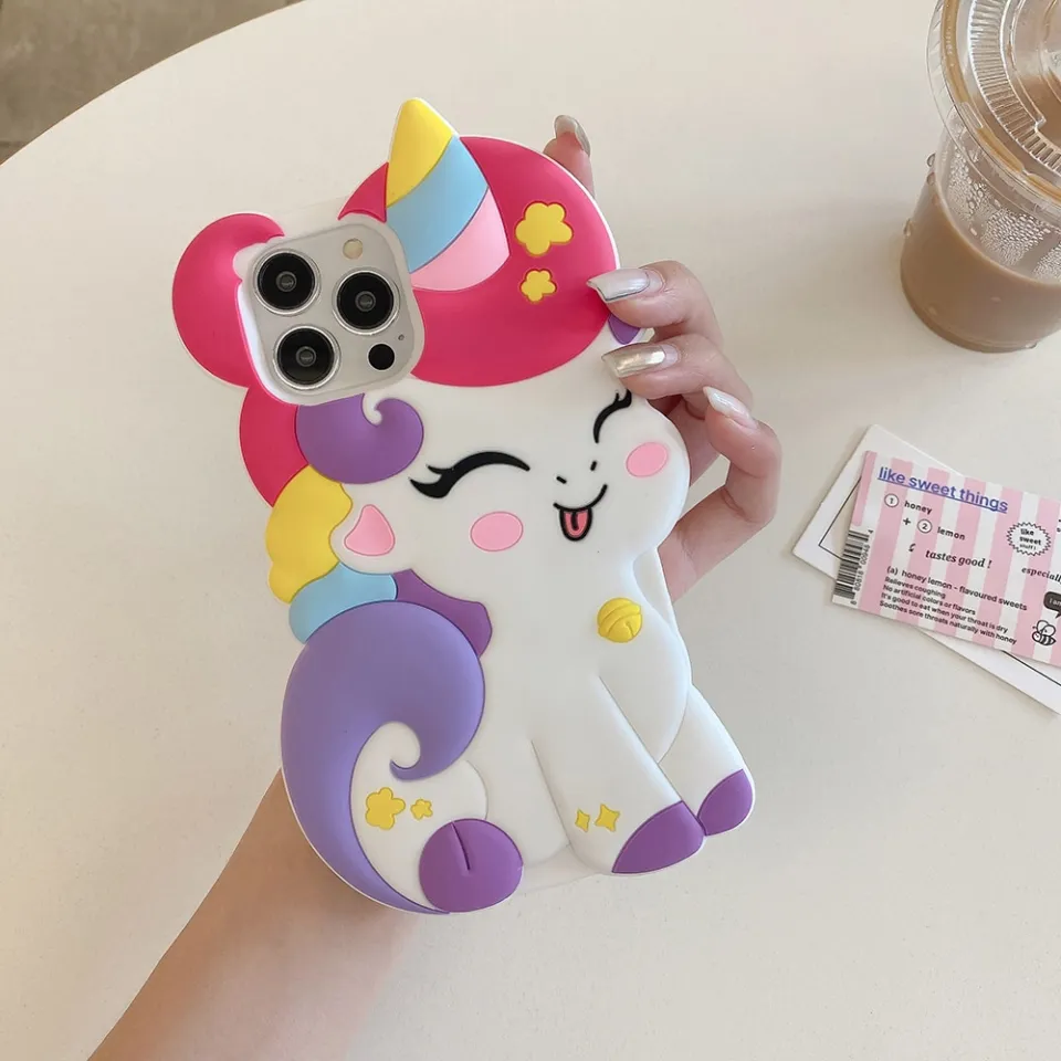 Cute 3D Cartoon Rainbow Unicorn Horse Case For iPhone 11 12 13 14