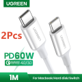 UGREEN 2 Pack USB C to USB Type C Cable 60W for Samsung MacBook iPad Pro USB Type C Charging Cable 3A Quick Charge 4.0 USB C.
