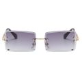 Fashion Rimless Rectangle Sunglasses Women Men Alloy Trendy Brand Small Square Sun Glasses Gradient Black Lens Shades UV400. 