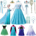 Cosplay costume Halloween Elsa Anna character fate princess dress baby girl Ni girl Frozen 2024 Disney costume carnival birthday party costume.