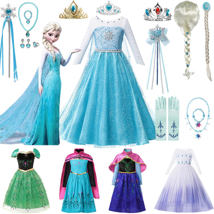 Cosplay costume Halloween Elsa Anna character fate princess dress baby girl Ni girl Frozen 2024 Disney costume carnival birthday party costume