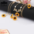 Carat 5Pcs/Set Fashion Sunflower Pendant Necklace Stud Earrings Ring Bracelet Jewelry. 