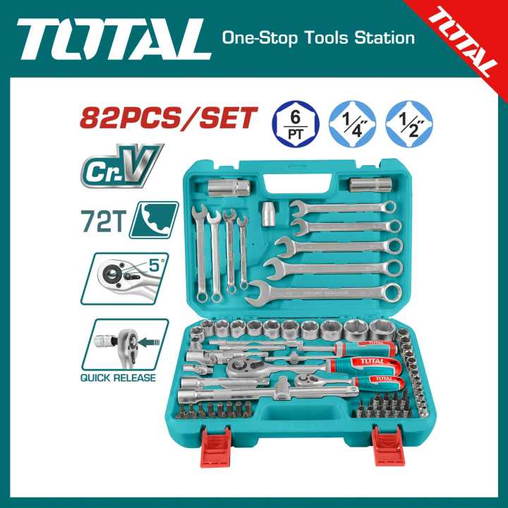 TOTAL THT421802 82 Pcs 1/4"&1/2" Socket set