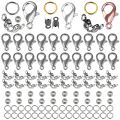 100pcs Lobster Clasp Jump Rings Connector Clasp Crimp End Beads For Bracelet Necklace Chains DIY Jewelry Making Accessories Set. 