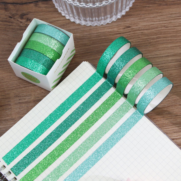 5Pcs%20Glitter%20Washi%20Tape%20Set%20Basic%20Masking%20Tape%20Journal%20Supplies%20Washitape%20Stationery%20Scrapbooking%20Album%20Decorative%20Adhesive%20Tape%20-%20Image%207