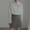 Women White Pointed Collar Shirt Solid Color Full Sleeve Shirt Women Safari Style Spring Summer New Temperament Lightweight Lq22. 