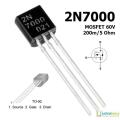 5Pcs-2N7000 2N-7000 7000 MOSFET 60V 200mA N-Channel Mode Field Effect Transistor Semiconductor MOSFET  TO-92 Package 3 Pin Electrical Circuitry & Parts. 