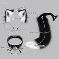 Animals Ears and Tail Cat Ear Hair Band Lovely Cat Ear and Long Tail Black White. 
