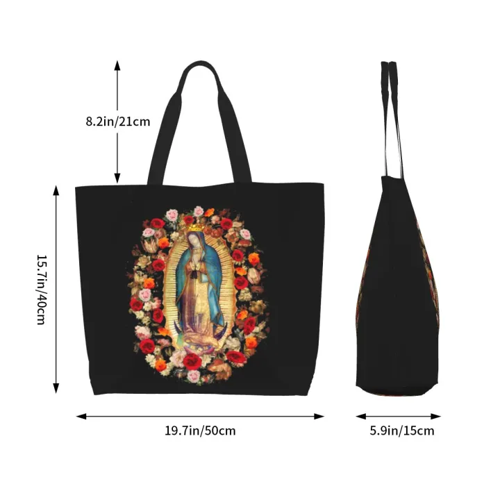 Printed%20Our%20Lady%20Of%20Guadalupe%20Mexican%20Virgin%20Mary%20Tote%20Shopping%20Bag%20Canvas%20Shoulder%20Shopper%20Mexico%20Catholic%20Saint%20Handbag%20-%20Image%205