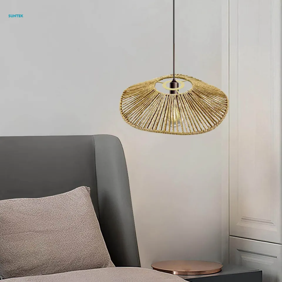 Handwoven Rope Lampshade Rustic Ceiling Lamp Shade Handmade Decors