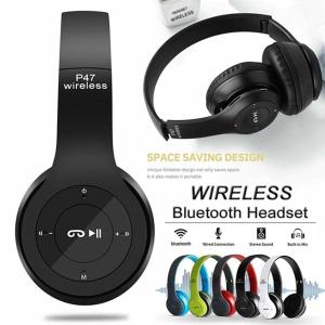 Bilashmart P47 Stereo Head Mounted Bluetooth Headphones Multifunctional Headset Wireless Phone Speakerphone by by MartOne
