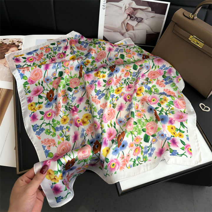 Women%20Popular%20Print%20Silk%20Scarf%2070X70cm%20Square%20Scarves%202024%20New%20Fashion%20Travel%20Decoration%20Sunscreen%20Bandannas%20Kerchief%20Hair%20Band%20-%20Image%202