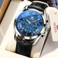 OLEVS Sports Fashion Quartz New Waterproof Leather Watch for Men - 2876.