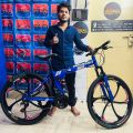Begasso Folding Bicycle | 26 Inch | Alloy Wheel | 6 Nives | Double Suspension | Shimano Gear & Brake | Double Disk Brake | Blue color.. 