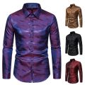 【original】 Autumn Men's Fashion Glossy Shirt Retro Casual Long Sleeve Disco Party Shirt Fashion Men's Business Button Down Shirts. 