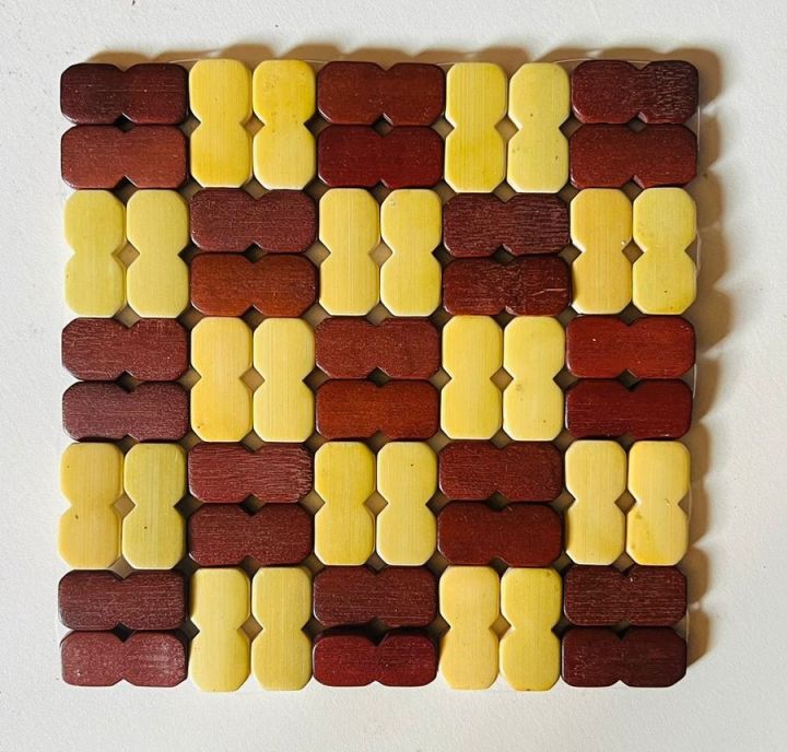 Dinning Table Mat/ Insulation Bamboo Pads/ Table Coasters Square Bamboo Placemat/ Cup Mat/ Plate Mat/ Decorations Kitchen Accessory -3 pieces