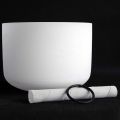 8 Inch 432Hz Singing Bowl Perfect Sound Note B Crown Chakra Frosted Quartz Crystal Meditation with Rubber Ring. 