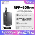 Remax RPP-161/609 Pro Container Series PD 27W+ QC 22.5W Fast Charging 50000/60000mAh Big Capacity Power Bank. 