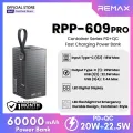 Remax RPP-161/609 Pro Container Series PD 27W+ QC 22.5W Fast Charging 50000/60000mAh Big Capacity Power Bank.