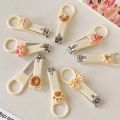 Cute Cartoon Nail Clippers Creative Bear Bow Animal Fingernail Cutter Cream Color Folding Anti-splash Manicure Nail Scissors. 