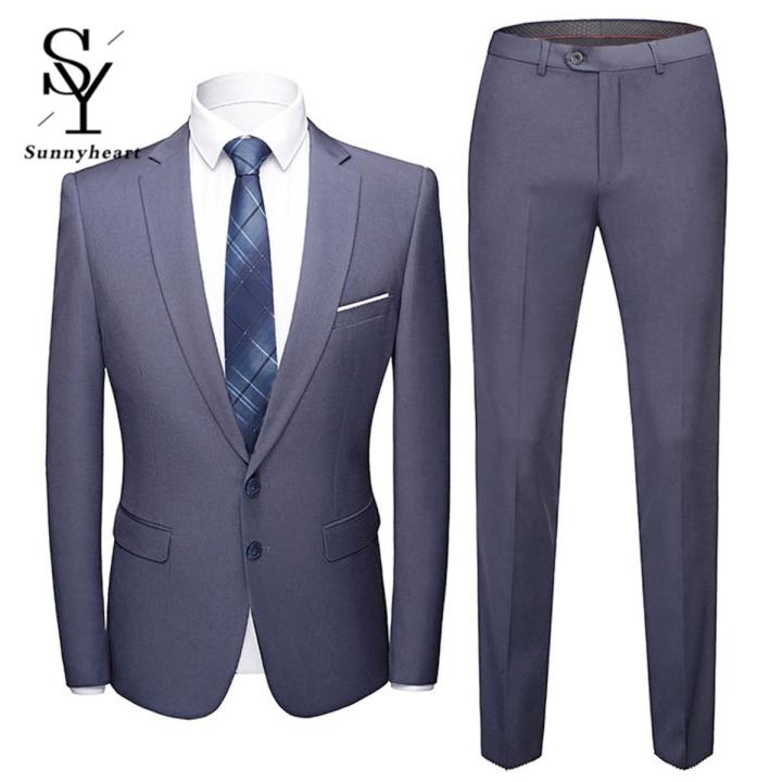 Blazer Pants Long Sleeve Pure Color Two Buttons Blazer Pants