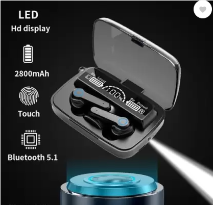 M19 Wireless Earbuds 5.1 Bluetooth Headphones Touch Control with Wireless Charging Case IPX8 Waterproof TWS Stereo Earphones in-Ear Built-in Mic Headset