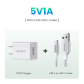 UGREEN 5V1A USB Charger for iPhone 15/14/13/12 Pro Max Xiaomi Samsung Bluetooth Earbuds.