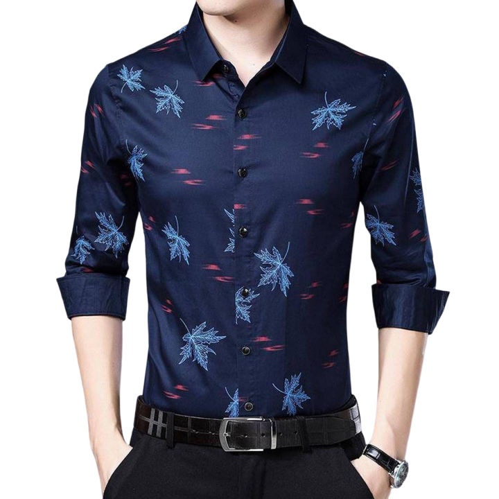 Stylist Printed Cotton Long Sleeve Casual Shirt For Men