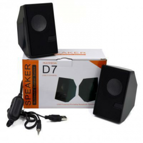 D7 Speaker For Mobile And Pc - Mini Sound Box - Woofer - Black - Enhanced Audio Experience For Multimedia