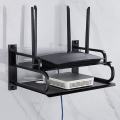 Black Metal Wireless Wifi Router Storage Box / TV Set Box Shelf Wall Hanging Plug Board Bracket Cable Storage Organizer. 