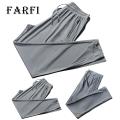 Farfi Summer Sweatpants Solid Color Plus Size Mesh Men Sweatpants.