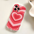 Jizetin for iPhone 12 Pro Back Cover Colorful Love Cream Wavy Edge Soft Silicone Phone Case.