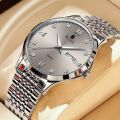 RUIGE Men's Quartz Watch With Steel Strap, Fashionable Waterproof Night Light Casual Multi-Functional Wristwatch.