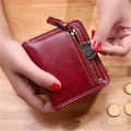 Wax Leather Women's Small Wallet European And American Retro Coin Purse Short Thin Wallet Oil. 