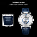 LouisWill Men Watches Gen-uine Leather Casual Fashion Business Watch Men's Fashion Watch Moon Window Watch With Panda Plate Calendar Watch Luminous Waterproof Watch Quartz Watch Belt Watch. 