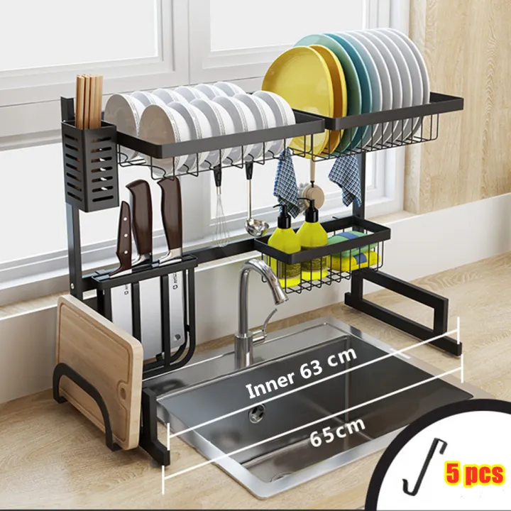 Black%2065Cm%20Stainless%20Steel%20Storage%20Holders%20Racks%20Kitchen%20Shelf%20Rack%20-%20Maximize%20Your%20Kitchen%20Space%20With%20This%20Versatile%20Rack%20-%20Image%204