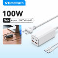 Vention 100W GaN Charger fast Charger Type C Adapter iphone Four ports fast charging 2USB-C + 2USB-A Charger Macbook Samsung Xiaomi Huawei Vivo Charger Adapter USB Plug Socket USB C Adapter Quick PD Charger.