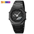SKMEI Dual-Display Electronic Watch With Luminous Waterproof Steel Strap Fashion Business Wristwatches For Men 1816. 