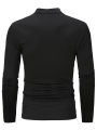Fashion black base shirt Solid round neck men's long sleeved T-shirt men's. 