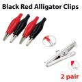 Black Red Alligator Clips Electrical Clamps (2Pair of a set). 