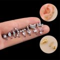 1Piece Zircon Stainless Steel Earrings for Women Earrings Jewelry Ear Cuffs Thick Rod Piercing Heart Spider Dangle Stud Earrings. 
