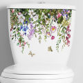 GC Green Plant Leaves Flowers Toilet Stickers Self-Adhesive Toilet Lid Stickers Bathroom Wall Sticker Toilet Cover Decor Decal. 